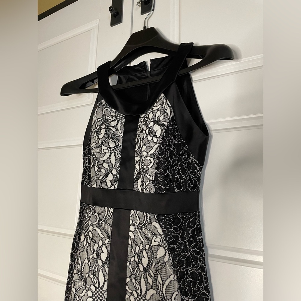 Cache Black and white floral lace midi cocktail dress - Picture 3 of 7